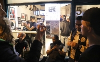 People gather at a cafe in Willsden Green to listen to grime artists.