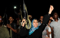 Supporters of Gaddafi gather