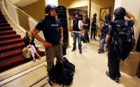 Jude Burrows waits to be evacuated