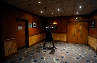 A competitor warms up
